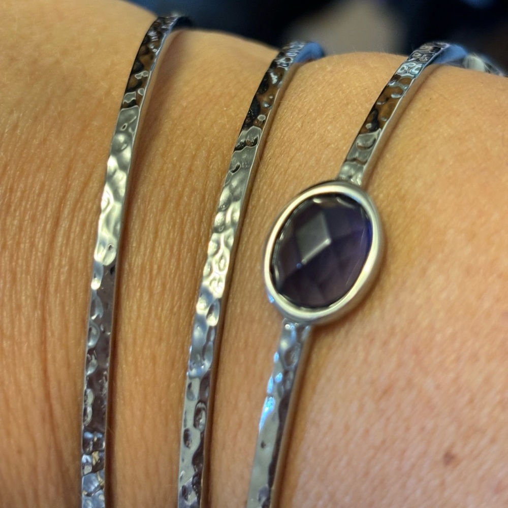 Bangle bracelet set purple stone